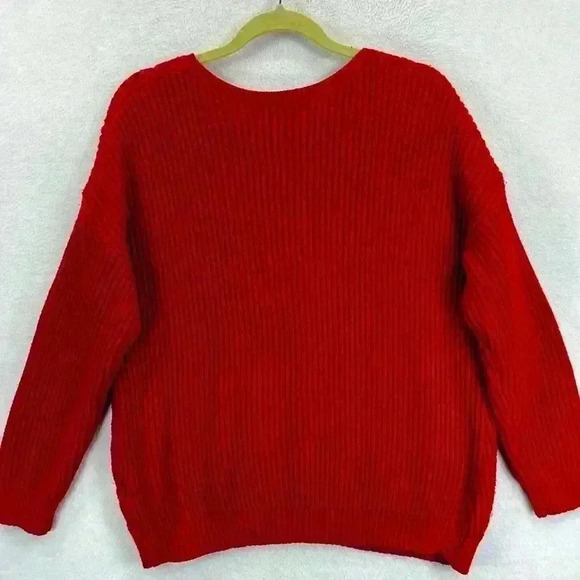 Style & Co Women’s Sweater Sz Large Red Chunky Cotton Blend  Christmas Holiday - Picture 3 of 7